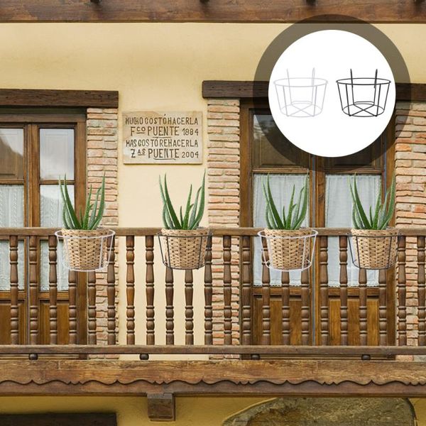 

hooks & rails 4pcs iron flower rack round flowerpot hanging stand succulents pot