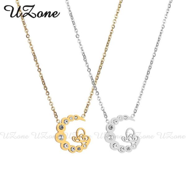 

pendant necklaces uzone charm crystal letter g chain necklace stainless steel name word sweater necklace&pendant jewelry for women, Silver