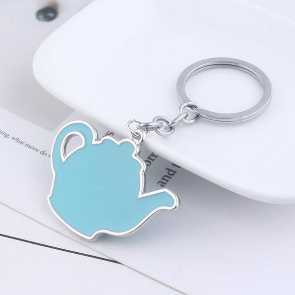 

keychains friends tv show jim pam blue teapot lobster metal pendant key chain for women men friend jewelry gift, Silver