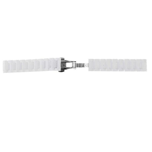 

white 18mm ceramic link wrist watch band bracelet strap replacement h0915, Silver