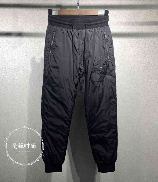 

hearts cross chrome embroidered men's straight casual sports pants, Black