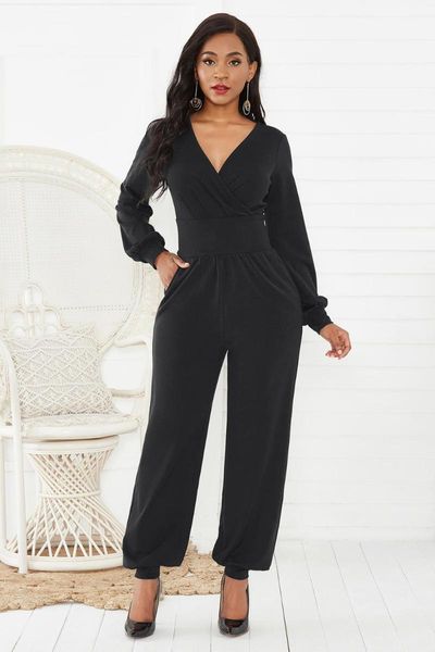 

women's jumpsuits & rompers womens jumpsuit plus size formal elegant trendy overalls for lady clothing fall bodycon long sleeve bodysui, Black;white
