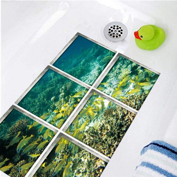 

fashion three-dimensional blue sea fish wall sticker bathtub anti-slip mat waterproof safety bath mats