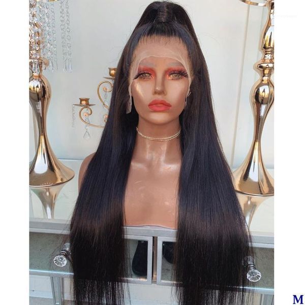 

deep part high ponytail silky straight 360 lace frontal human hair wigs natural hairline pre plucked 180density full wigs1, Black;brown
