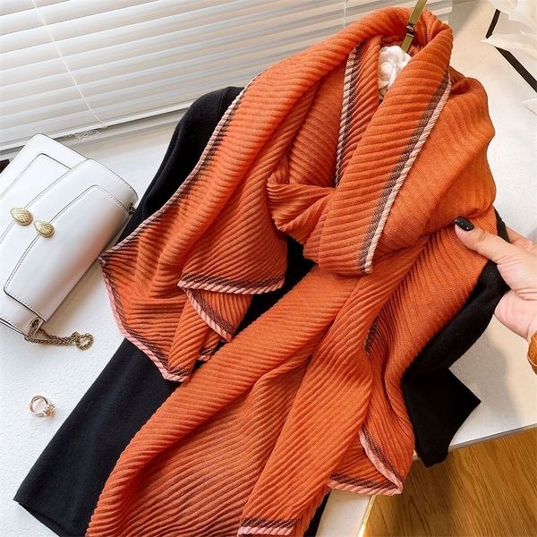 

2021 new korean solid color wrinkled winter warm scarf fashion long gold wire with shawl and bib, Blue;black