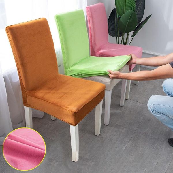 

chair covers 7 colors plush thicken cover elastic for el dining room kitchen wedding banquet