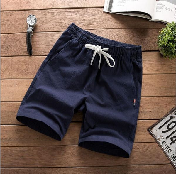 

summer fashion men's cotton shorts loose and informal trend trunks simple solid color printing comfortable pants, White;black