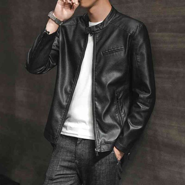 

2019 spring and autumn new casual leather men's coat korean slim fit trend handsome youth pu leather jacket men's wear, Black;brown