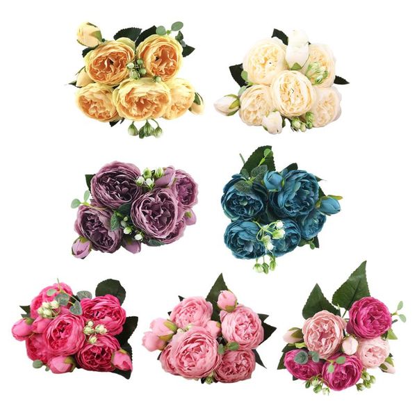 

artificial peonies flower 5 flowers 4 buds silk bouquet wedding accessories decorative & wreaths