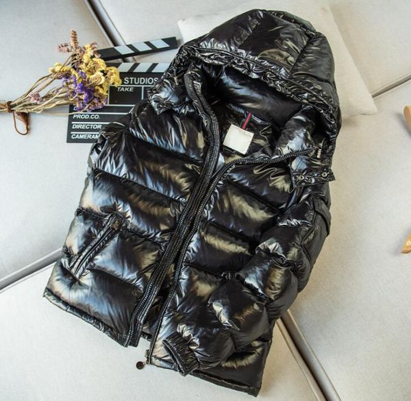 

men's down jacket 2021 white duck down men's short thickened shiny long-sleeved hooded white duck down jacket coat, Black