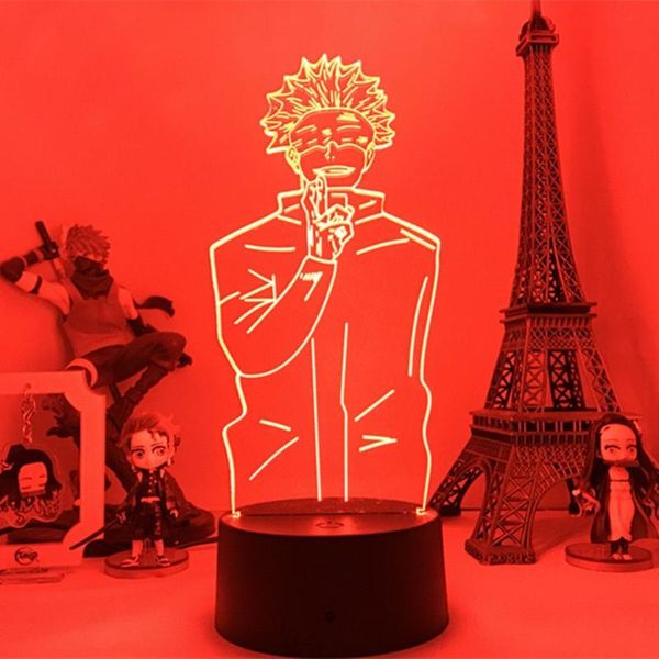 

night lights anime jiu-jitsu kaisen 3d led light satoru gojo usb cool picture colorful bedroom decoration birthday gift jujutsu