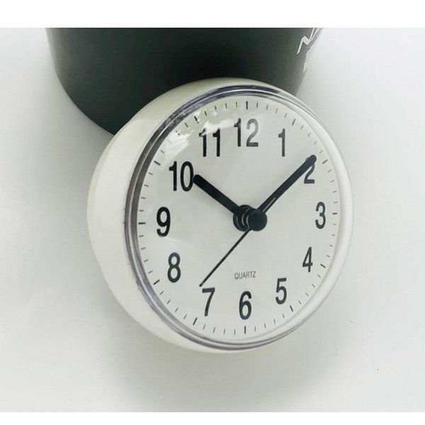 

mini sucker wall cock bathroom anti-fog waterproof alarm clock 7cm kitchen toilet small quartz table clocks