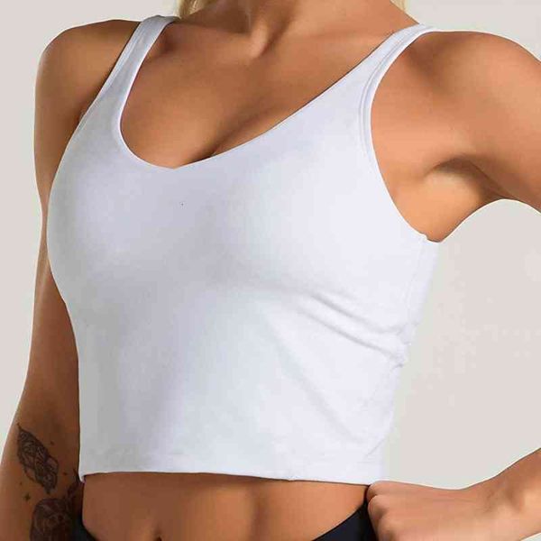 

sports bra fitness sleeveless women tank solid color casual vest ladies movement short push up sport, White