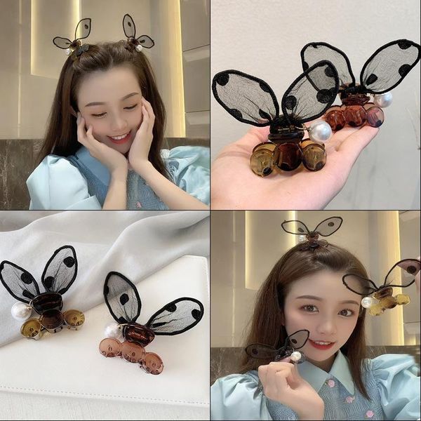 

hair accessories ear hairpin claw fringe clip wave point lace three-dimensional simple fashion headdress for girl, Slivery;white