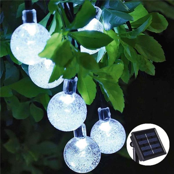 

solar lamps 50 leds 10m lamp crystal ball led string lights waterproof fairy garland for outdoor garden xmas wedding white