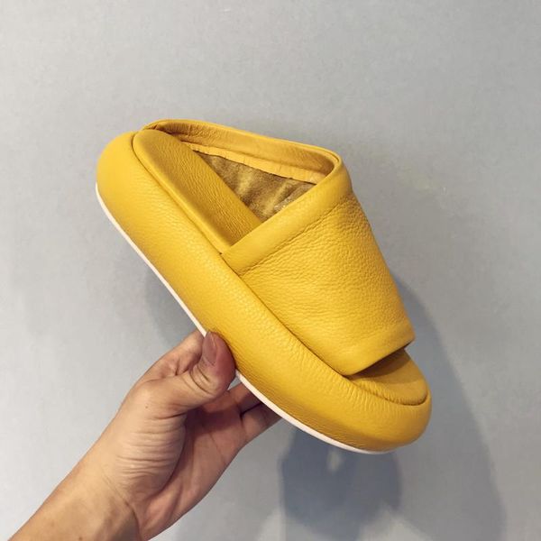 

slippers platform women sandals thick sole slides open toe outdoor beach summer yellow white, Black
