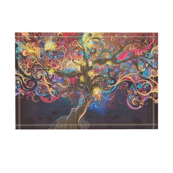 

carpets creative decor, a colorful tree with beautiful branches at night light bath rugs for bathroom, non-slip floor (multi13)