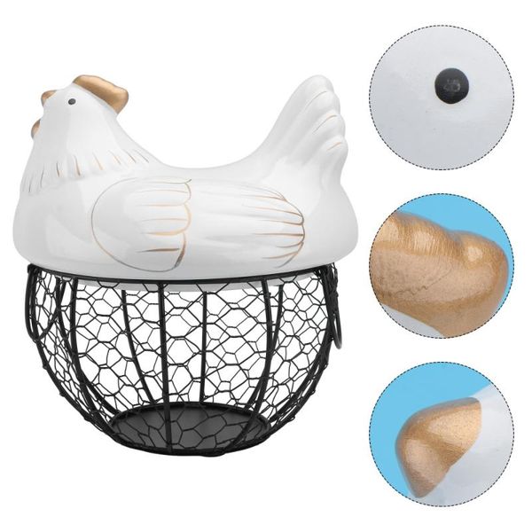 

storage baskets 1pc iron art basket fruit vegetable metal with chick lid