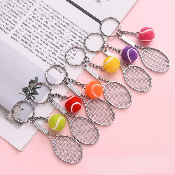 

keychains 2pcs\lot creative color tennis diy key rings chain jewelry findings clasp making keychain accessorie, Silver