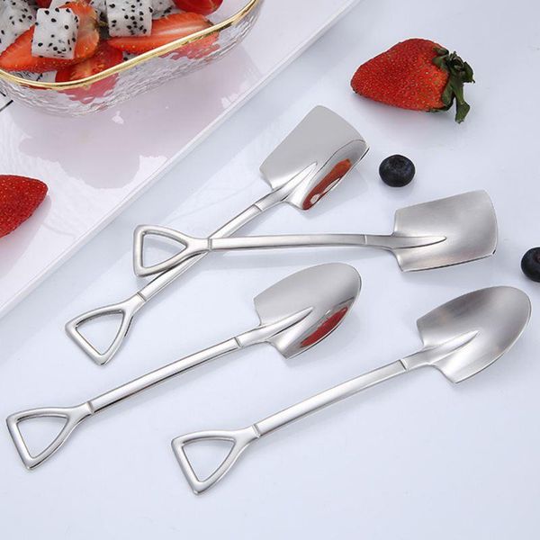 

spoons creative metal ice cream coffee spoon shovel shape tea stainless steel afternoon dessert long handle l