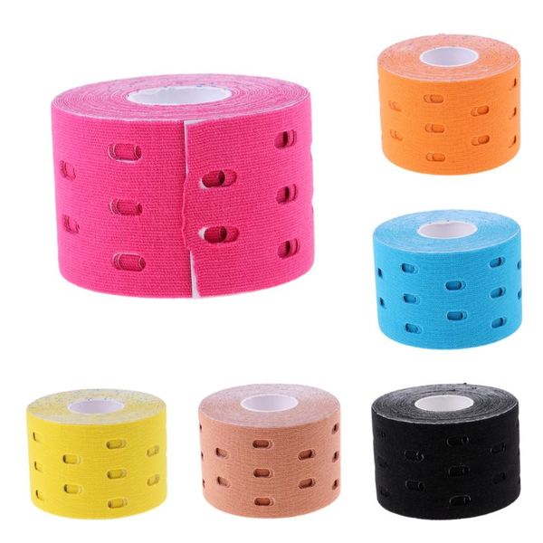 

roll 5m x 5cm elastic sports tape therapeutic care convenient elbow & knee pads, Black;gray