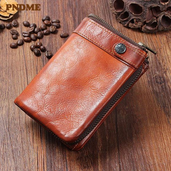 

wallets vintage natural real cowhide men's short wallet fashion designer genuine leather women multi-card holder purse with coin zipper, Red;black