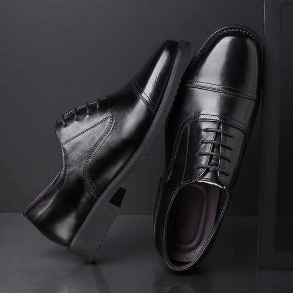 

men's business ess leather shoes lace up military soft soled breathable casual single antiskid men's dad's, Black
