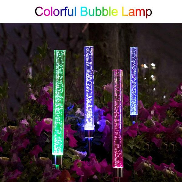 

solar lawn light portable mini water-resistant ip65 outdoor lamp colorful acrylic rod bubble for garden decor lamps
