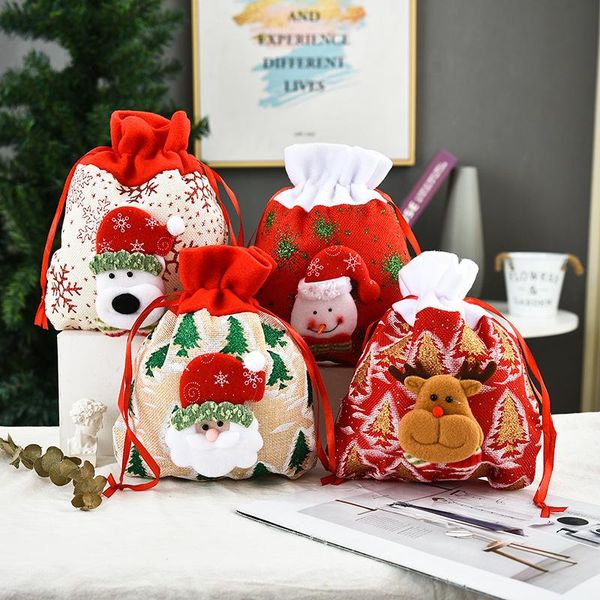 

christmas decorations decoratione bag xmas eve gift handbag snowman print bundle pocket