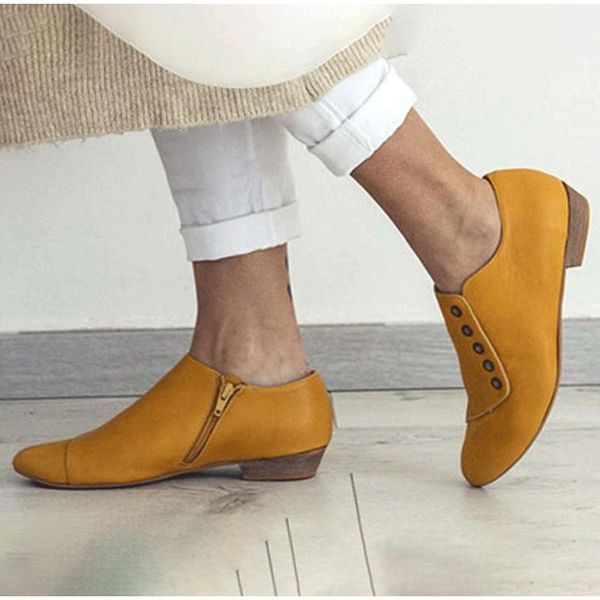 

boots autumn shoes women ankle zip ladies platform low heels fashion female comfortable casual footwear plus size, Black