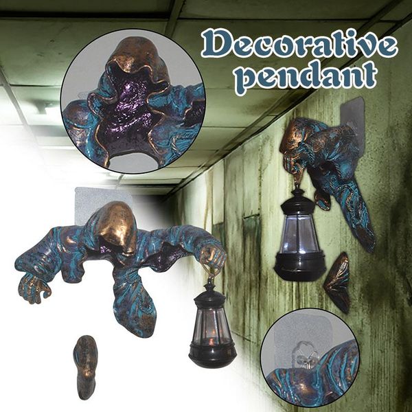 

wall lamp grim reaper statue creepy wizard holding a lantern coming through the hanging resin art night light lbe