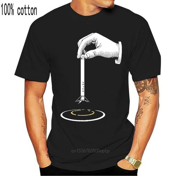 

men's t-shirts plonk space rocket landing falcon drone ship reusable elon musk spacex tshirt cartoon t shirt men fashion, White;black