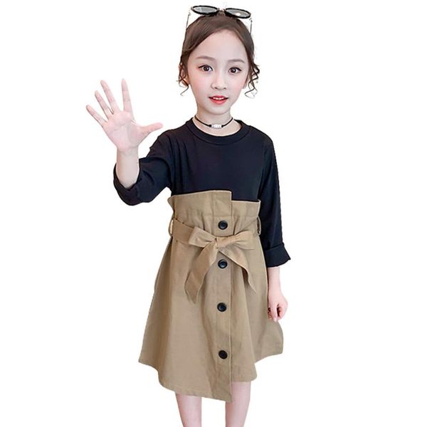 

girl's dresses girl patchwork girls' casual style children party spring autumn costume for girls 6 8 10 12 14, Red;yellow