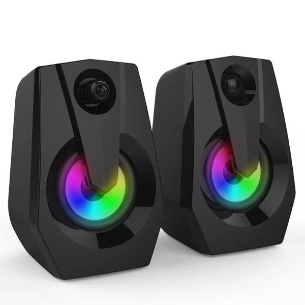 

computer speakers wired sound bar stereo usb powered led colorful double night light soundbar speaker for pc portable