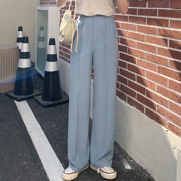

pants solid color straight wide leg female spring summer korean fashion high waist casual long pants vegy tt0b, Black;white