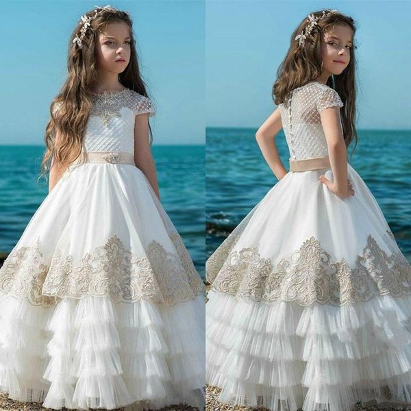 

girl's dresses custom princess first communion dress applique lace o neck flower girl for wedding 1-14years, Red;yellow