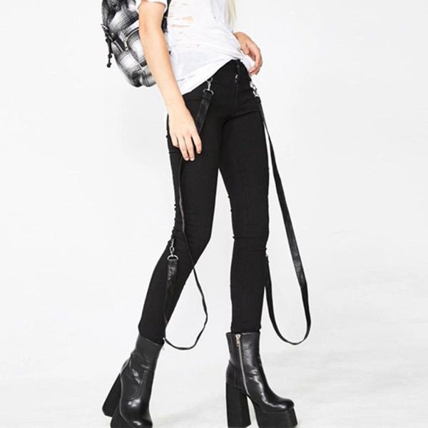 

women's pants & capris 2021 fall casual fashion simple office lady plus size women slim thin plain suspenders female black cool pencil, Black;white