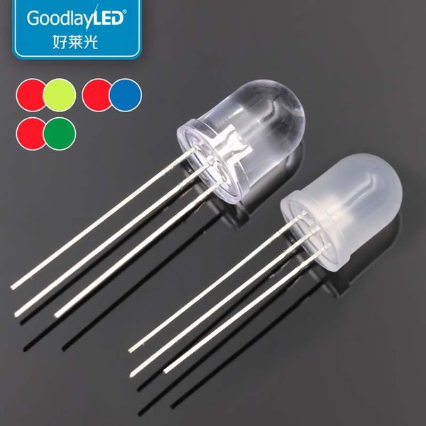 

10mm round led 3-pin bicolor dip red blue green transparent/diffused strips