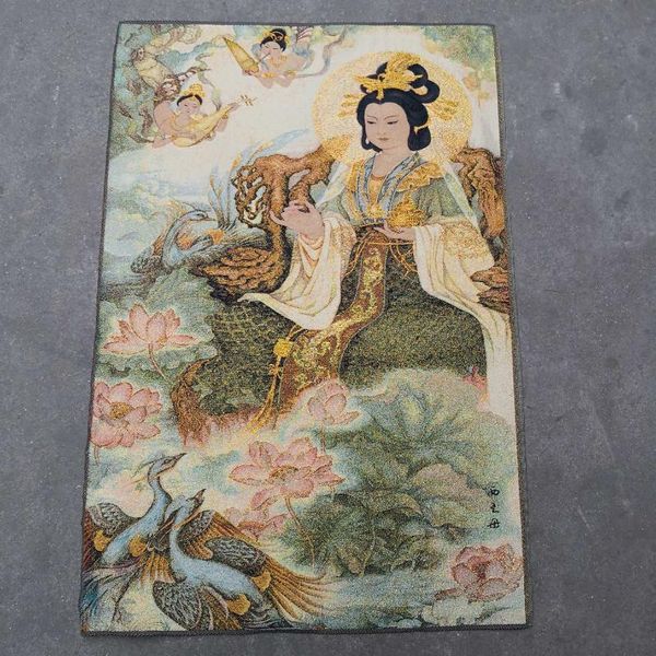 

other arts and crafts religious buddha statue silk embroidery brocade gold weaving painting west queen mother empress