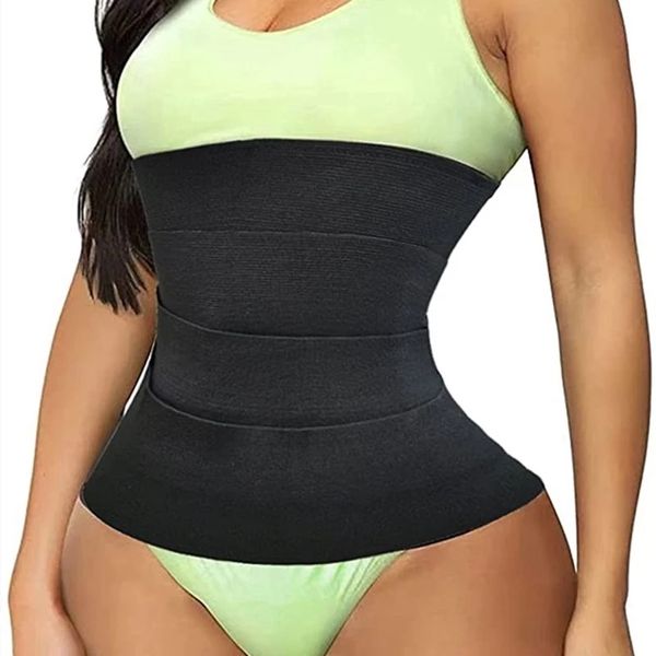 

waist trainer trimmer belt for women & men tummy wrap slimming body shaper corset cincher shapewear sauna sweat band fitness workout fajas c, Black;gray