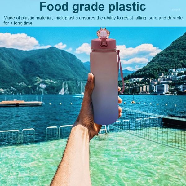 Bottiglia d'acqua 1L Gradiente Filtro Fitness Portabicchieri in plastica a prova di perdite di grande capacità per viaggi a casa
