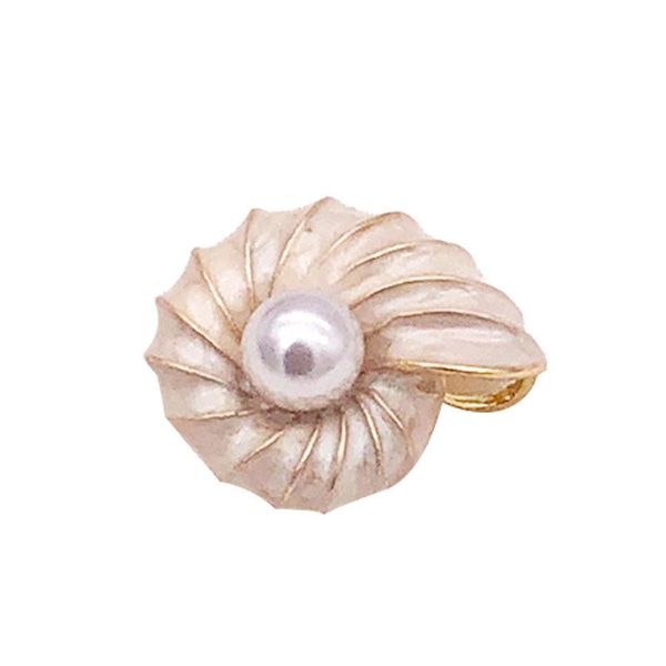 

pins, brooches hoseng fashion novel ocean shell brooch with round marine pearl for women clothing decorative accessories hs_5464, Gray