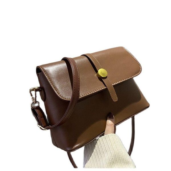 

women leather shoulder bags vintage cross body for girls button handbags totes drop
