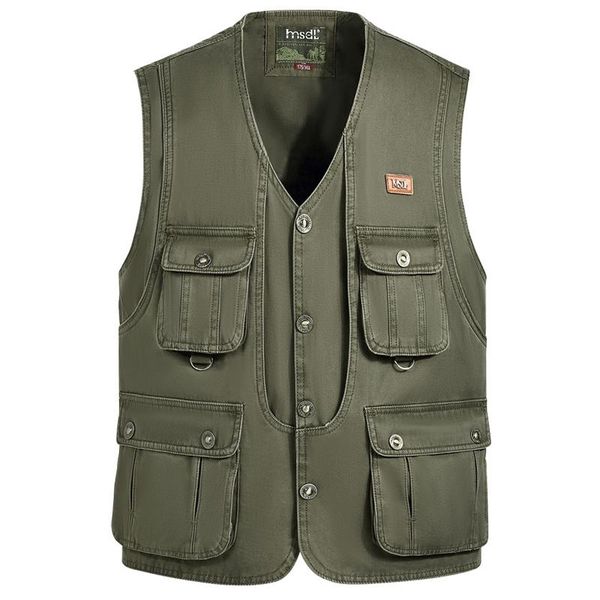 

men's vests men cotton vest multi pockets spring autumn single breasted pography waistcoats fishing camping travel sleeveless jacket, Black;white