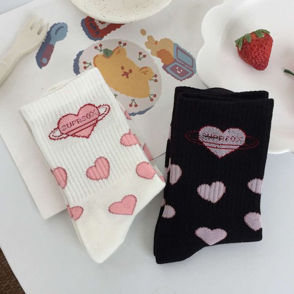 

love middle autumn winter pink girl spring long black white color matching