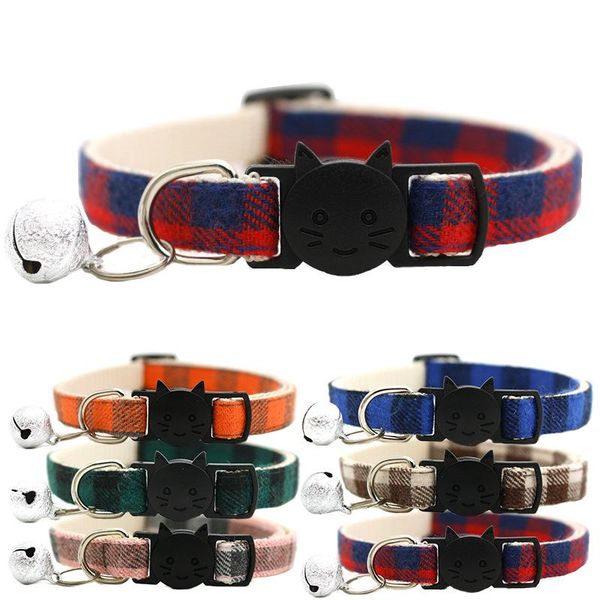 

cat collars & leads pet dog safety plaid collar buckles with bell adjustable buckle suitable kitten puppy accessories supplies