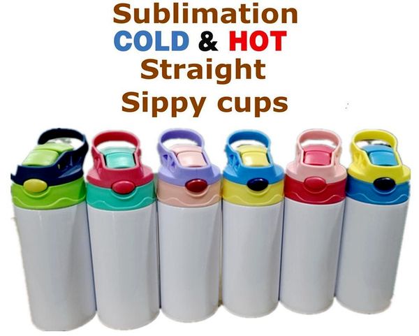 

12oz sublimation straight sippy cup children water bottle 350ml blank white portable stainless steel vacuum insulated drinking tumbler for k