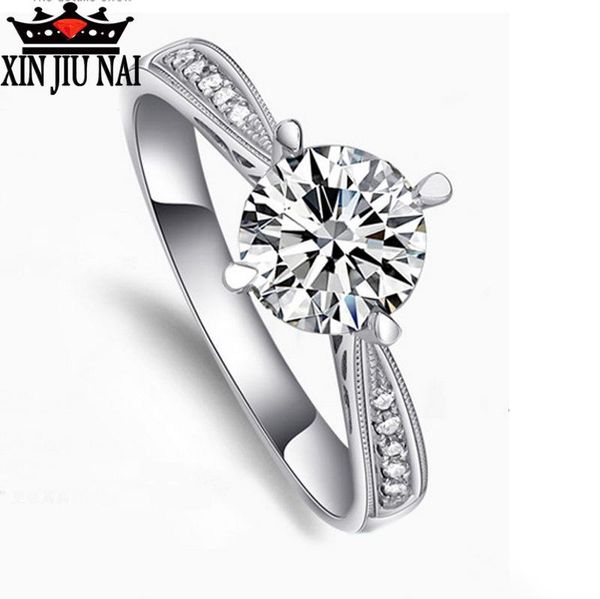 

cluster rings 925 sterling silver ringmicro crown 1 wedding ladies moissanite shining zircon ring, Golden;silver