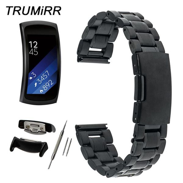 

watch bands 5 pointer stainless steel watchband 18mm for samsung gear fit 2 sm-r360 band wrist strap link belt bracelet black silver, Black;brown