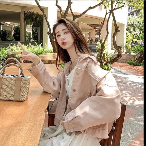 

women's jackets vintage sweet basic women autumn single-breasted loose short long sleeve outwear korean style chic kawaii coat, Black;brown